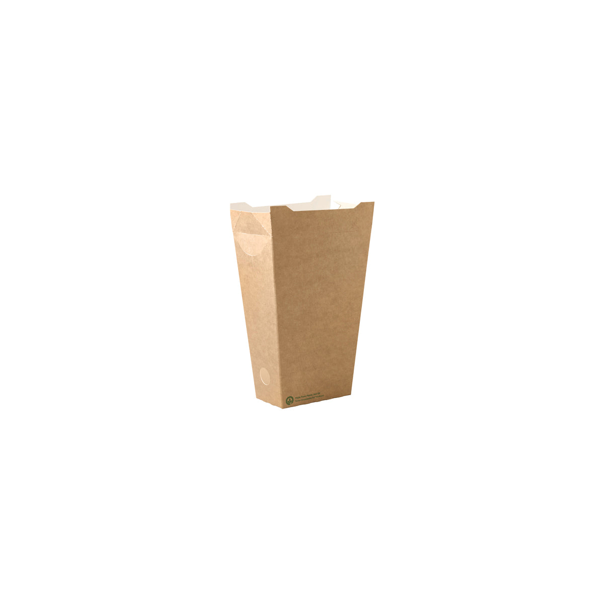 BioPak BioBoard Enclosed Chip Box Printed Kraft Look Large 100x55x150mm (800/ctn)