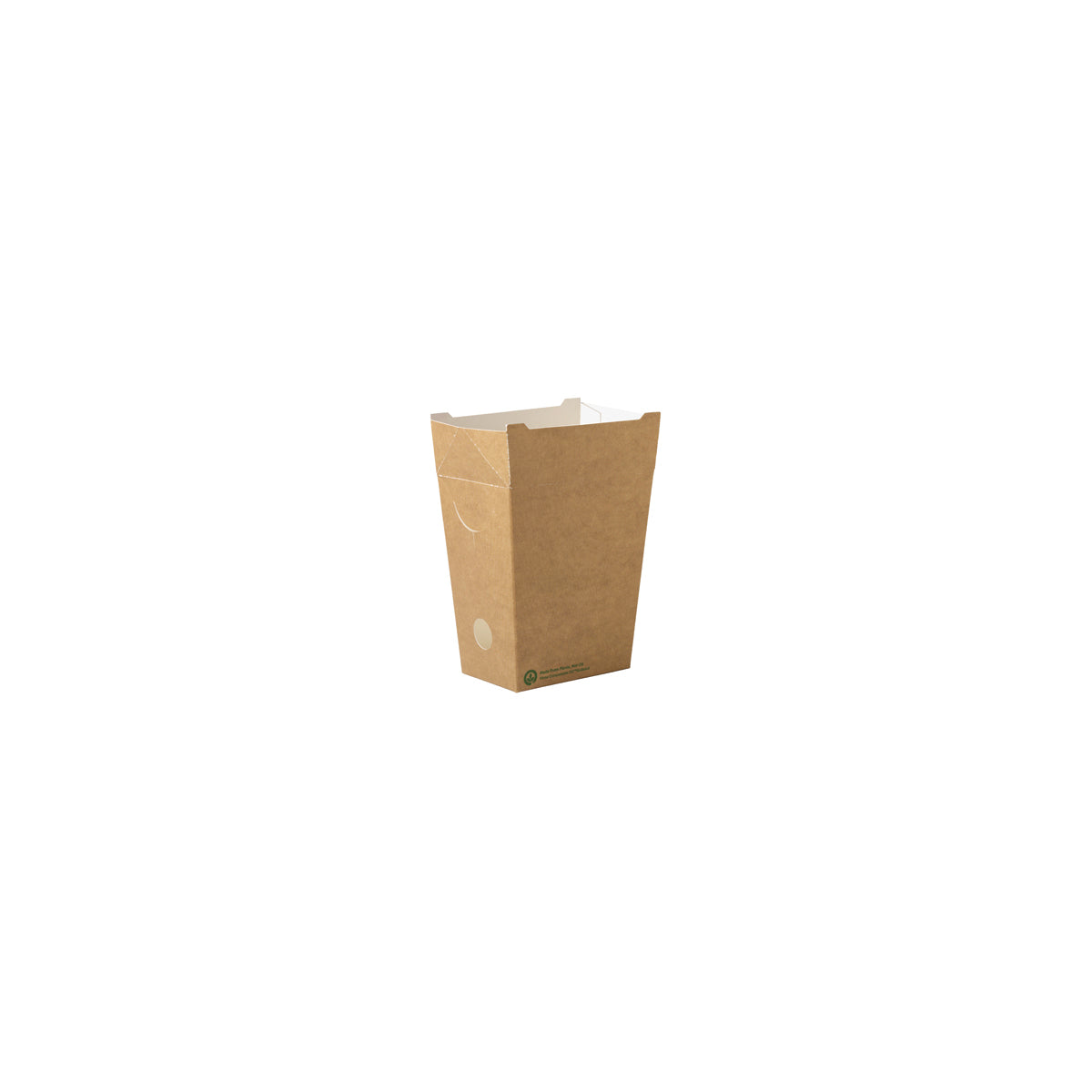 BioPak BioBoard Enclosed Chip Box Printed Kraft Look Small 85x56x100mm (800/ctn)