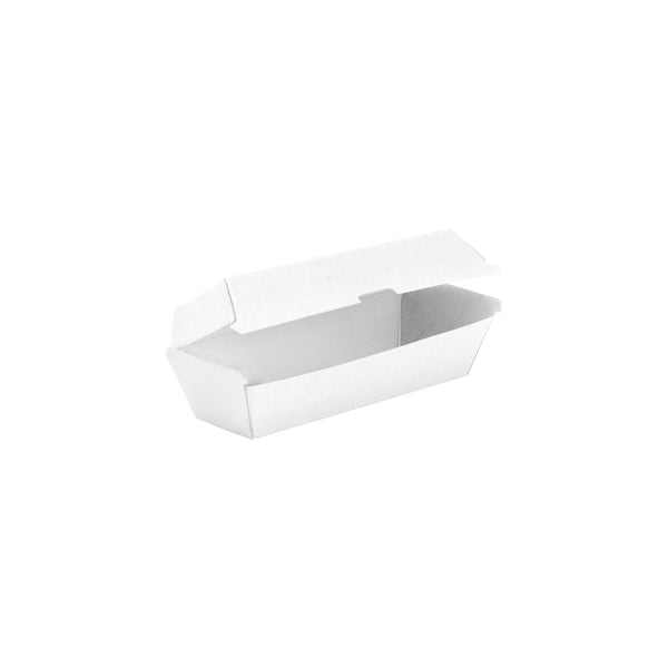 BP.BB-HOT DOG BOX-W BioPak FSC BioBoard Hot Dog Box White 209x70x77mm Globe Importers Adelaide Hospitality Supplies