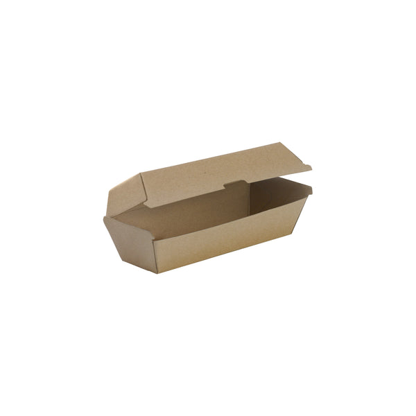 BP.BB-HOT DOG BOX BioPak FSC BioBoard Hot Dog Box Kraft 209x70x77mm Globe Importers Adelaide Hospitality Supplies