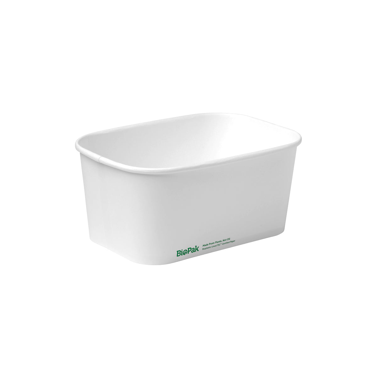 BP.BB-LB-1000-W BioPak FSC™ BioBoard Rectangle Takeaway Container White 1000ml Globe Importers Adelaide Hospitality Supplies