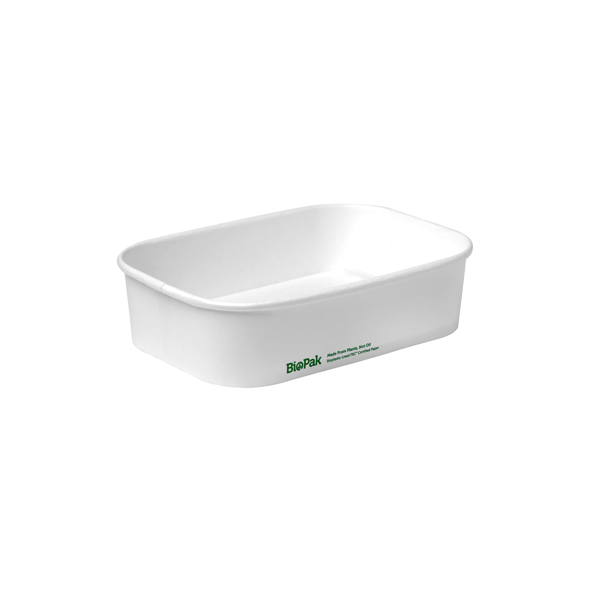 BP.BB-LB-500-W BioPak FSC™ BioBoard Rectangle Takeaway Container White 500ml Globe Importers Adelaide Hospitality Supplies