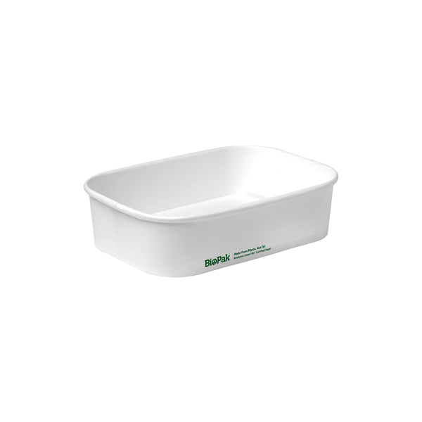 BP.BB-LB-500-W BioPak FSC™ BioBoard Rectangle Takeaway Container White 500ml Globe Importers Adelaide Hospitality Supplies