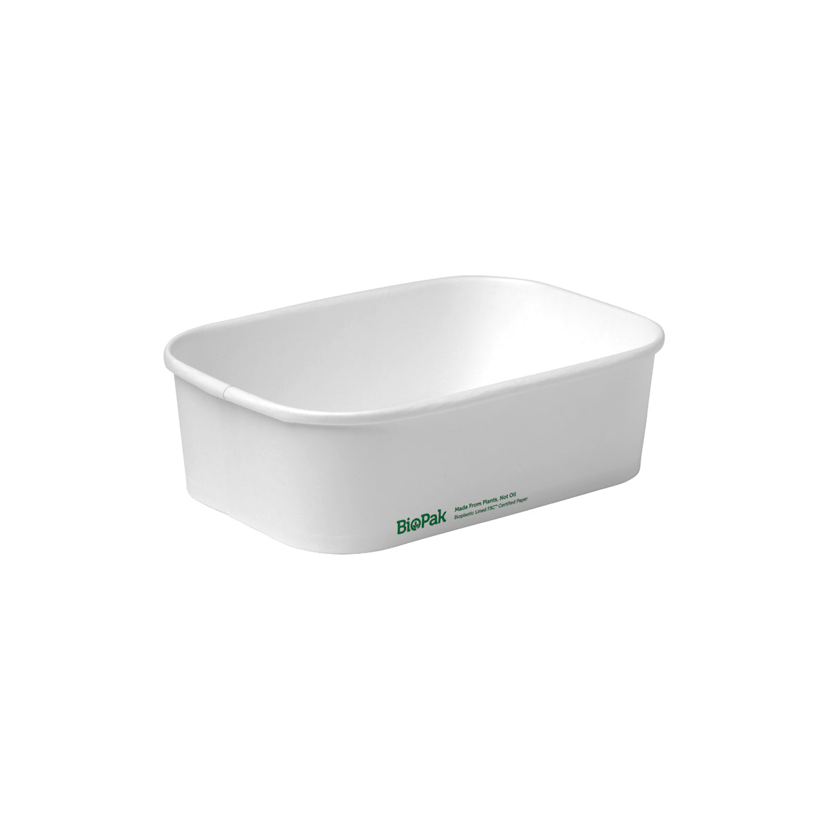 BP.BB-LB-650-W BioPak FSC™ BioBoard Rectangle Takeaway Container White 650ml Globe Importers Adelaide Hospitality Supplies
