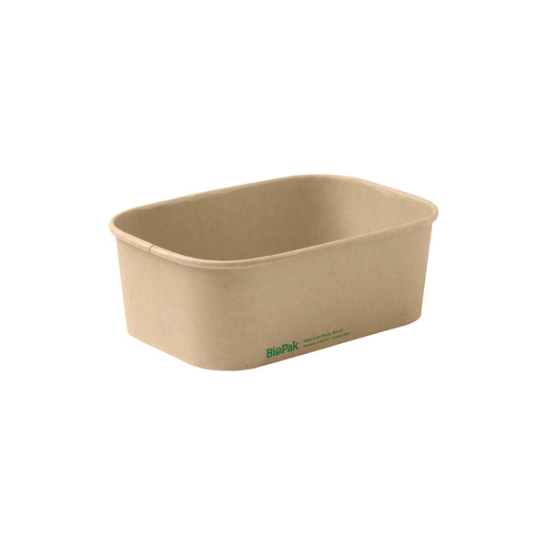 BP.BB-LB-750-N BioPak FSC™ BioBoard Rectangle Takeaway Container Natural 750ml Globe Importers Adelaide Hospitality Supplies