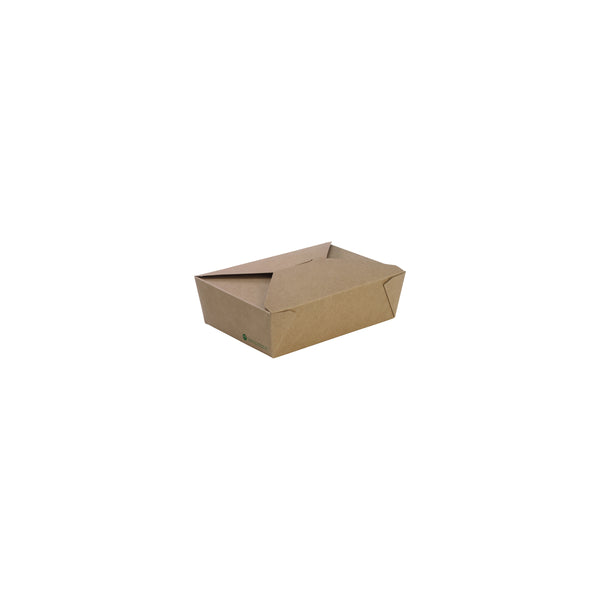 BP.BB-LBL-3 BioPak FSC™ BioBoard Lunch Box Large Printed Kraft Look 197x140x64mm Globe Importers Adelaide Hospitality Supplies