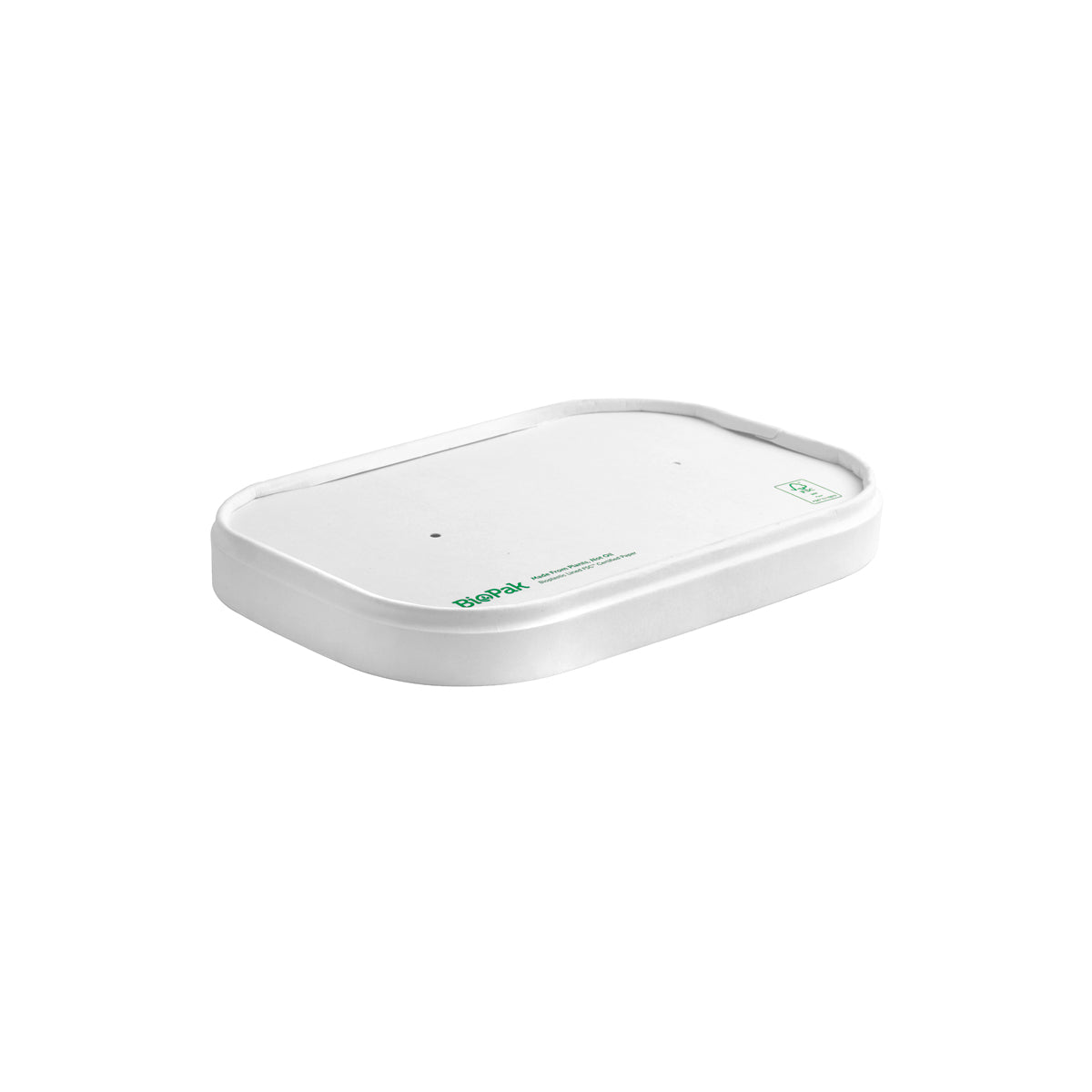 BP.BB-LBL-PAPER-W BioPak FSC™ BioBoard Rectangle Takeaway Paper Lid White 172x122mm Globe Importers Adelaide Hospitality Supplies