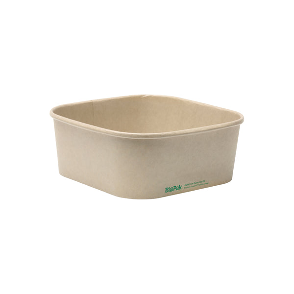 BP.BB-SLB-1200-N BioPak FSC™ BioBoard Square Takeaway Container Natural 1200ml Globe Importers Adelaide Hospitality Supplies
