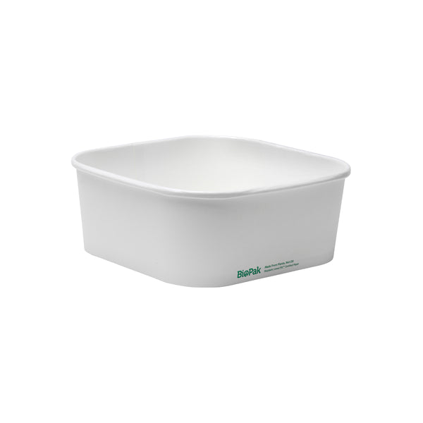 BP.BB-SLB-1200-W BioPak FSC™ BioBoard Square Takeaway Container White 1200ml Globe Importers Adelaide Hospitality Supplies