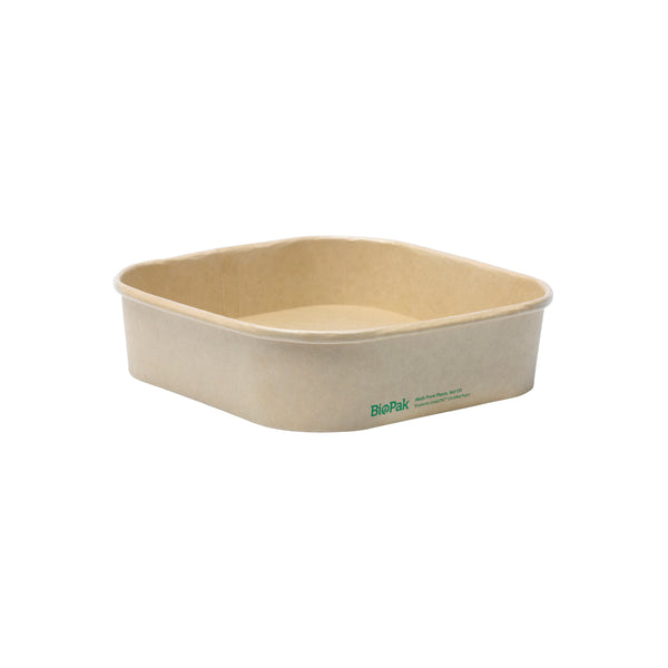 BP.BB-SLB-750-N BioPak FSC™ BioBoard Square Takeaway Container Natural 750ml Globe Importers Adelaide Hospitality Supplies