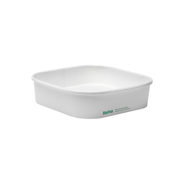 BP.BB-SLB-750-W BioPak FSC™ BioBoard Square Takeaway Container White 750ml Globe Importers Adelaide Hospitality Supplies