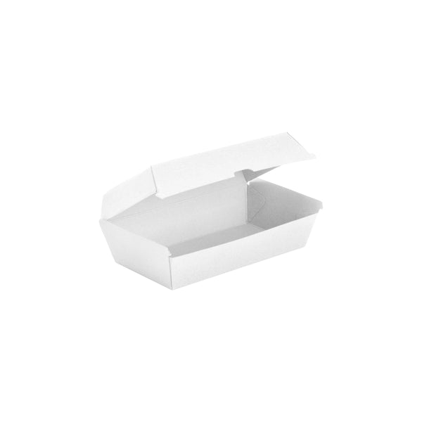 BP.BB-SNACK BOX LARGE-W BioPak FSC BioBoard Large Snack Box White 204x109x84mm Globe Importers Adelaide Hospitality Supplies