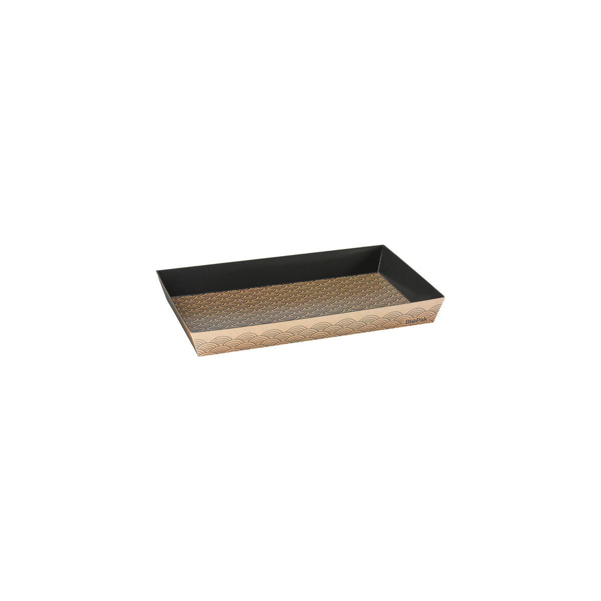 BP.BB-ST-L BioPak FSC BioBoard Paper Sushi Tray Large Black & Kraft 204x125x24mm Globe Importers Adelaide Hospitality Supplies