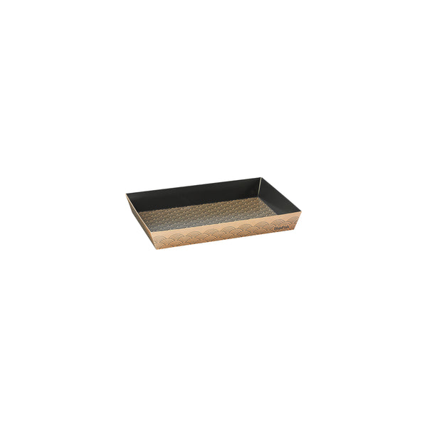 BP.BB-ST-M BioPak FSC BioBoard Paper Sushi Tray Medium Black & Kraft 174x117x24mm Globe Importers Adelaide Hospitality Supplies