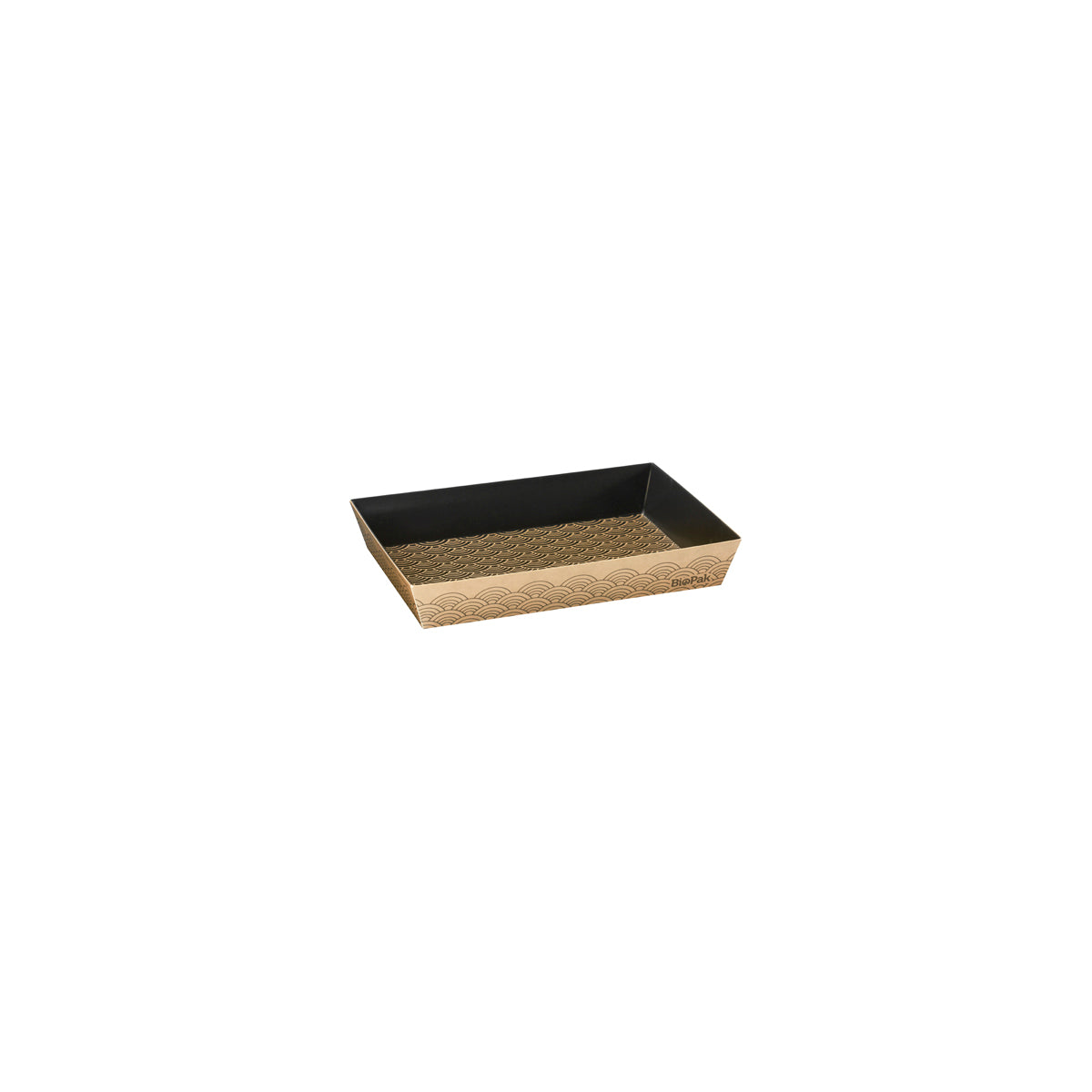 BP.BB-ST-S BioPak FSC BioBoard Paper Sushi Tray Small Black & Kraft 152x102x24mm Globe Importers Adelaide Hospitality Supplies