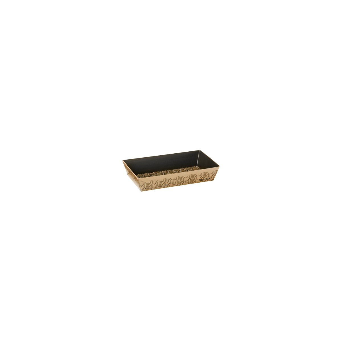 BP.BB-ST-XS BioPak FSC BioBoard Paper Sushi Tray Extra Small Black & Kraft 128x72x24mm Globe Importers Adelaide Hospitality Supplies