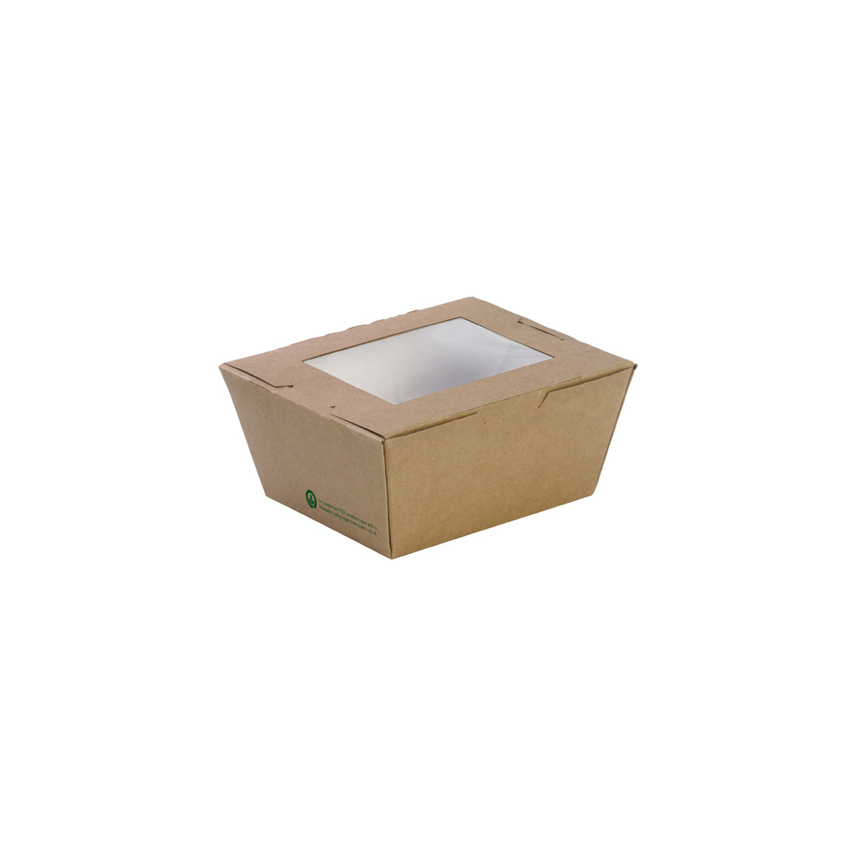BP.BB-WLBS-1 BioPak FSC™ BioBoard Lunch Box with Window Small Printed Kraft Look 110x90x64mm Globe Importers Adelaide Hospitality Supplies