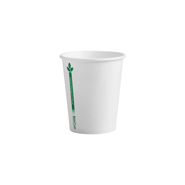 BP.BC-8-GL BioPak Single Wall Green Line White BioCup (80mm) 280ml / 8oz Globe Importers Adelaide Hospitality Supplies