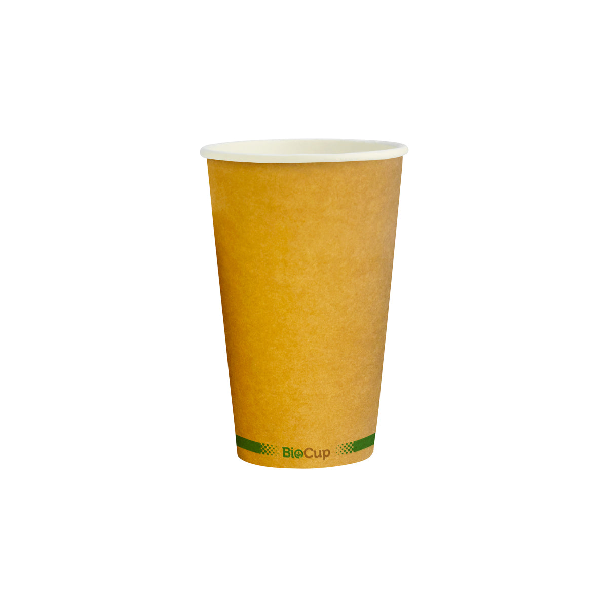 BP.BCK-16-GS-V2 BioPak Single Wall Green Stripe Kraft BioCup (90mm) 510ml / 16oz Globe Importers Adelaide Hospitality Supplies