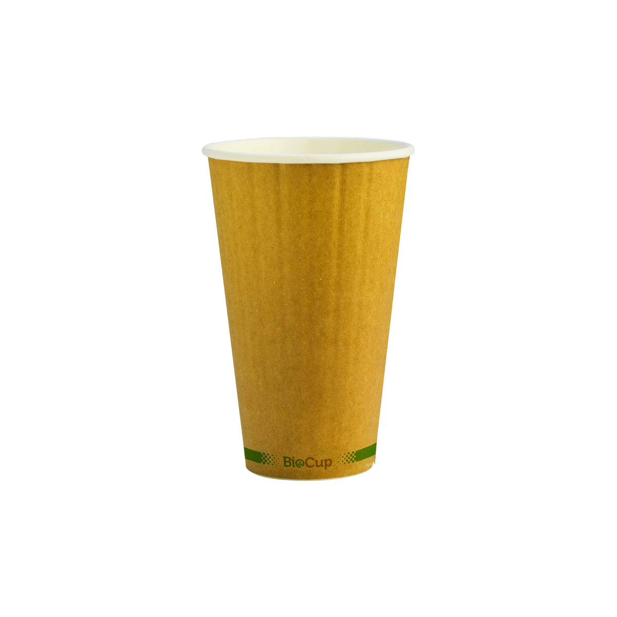 BP.BCK-16DW-GS-V2 BioPak Double Wall Green Stripe Kraft BioCup (90mm) 460ml / 16oz Globe Importers Adelaide Hospitality Supplies
