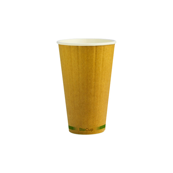 BP.BCK-16DW-GS-V2 BioPak Double Wall Green Stripe Kraft BioCup (90mm) 460ml / 16oz Globe Importers Adelaide Hospitality Supplies