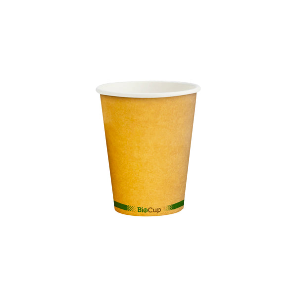 BP.BCK-8-GS-V2 BioPak Single Wall Green Stripe Kraft BioCup (80mm) 280ml / 8oz Globe Importers Adelaide Hospitality Supplies