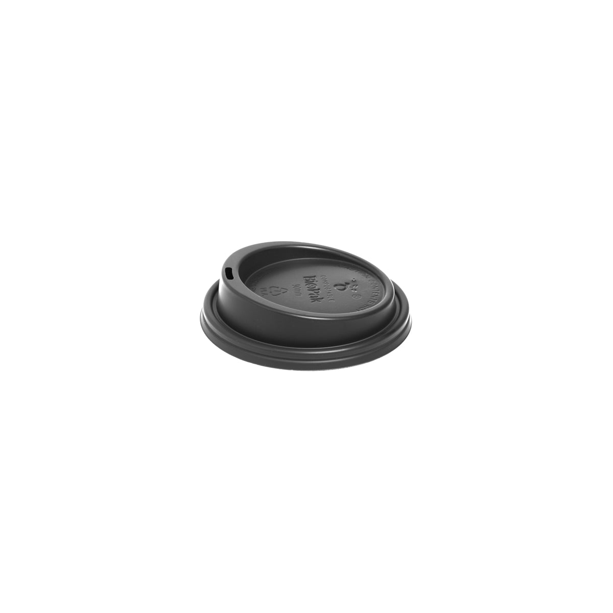 BP.BCL-12PLA-B BioPak 90mm BioCup Black CPLA Lid Globe Importers Adelaide Hospitality Supplies