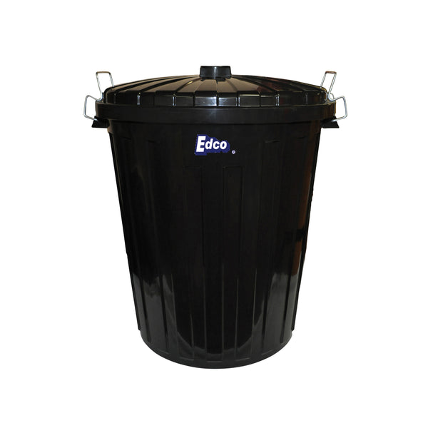EDCO.19198 Black Plastic Garbage Bin with Lid 73Lt Globe Importers Adelaide Hospitality Supplies