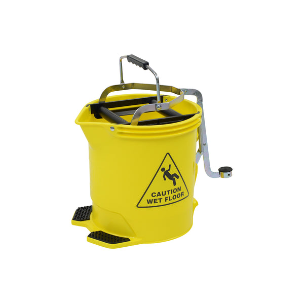 EDCO.28550 Plastic Wringer Yellow Bucket with Metal Wringer & Pedal 15Lt Globe Importers Adelaide Hospitality Supplies