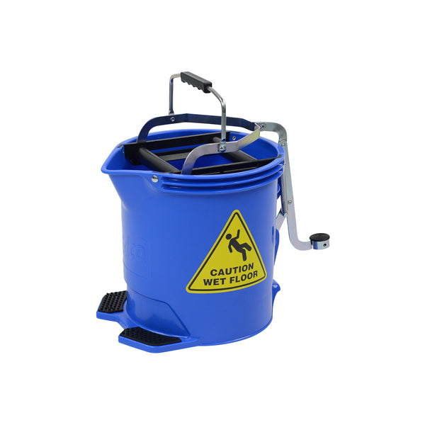 EDCO.28560 Plastic Wringer Blue Bucket with Metal Wringer & Pedal 15Lt Globe Importers Adelaide Hospitality Supplies