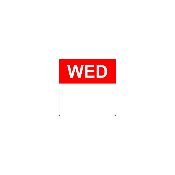 FF.90300 Removable Date Sticker Square Wednesday 40mm Globe Importers Adelaide Hospitality Supplies