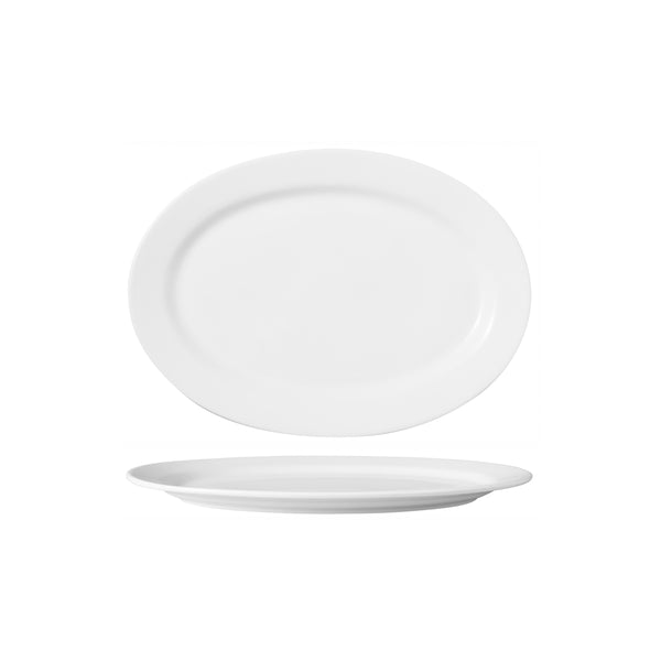 HAG.WBI0012 Maxwell & Williams White Bistro Oval Plate 285x205mm Globe Importers Adelaide Hospitality Supplies