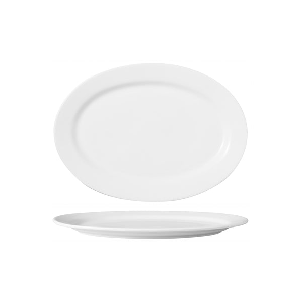 HAG.WBI0013 Maxwell & Williams White Bistro Oval Plate 305x220mm Globe Importers Adelaide Hospitality Supplies