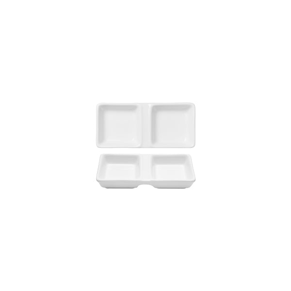 HAG.WBI0064 Maxwell & Williams White Bistro Divided Condiment Dish 130x60mm  Globe Importers Adelaide Hospitality Supplies