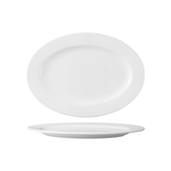 HAG.WBI0075 Maxwell & Williams White Bistro Oval Plate 350x250mm Globe Importers Adelaide Hospitality Supplies