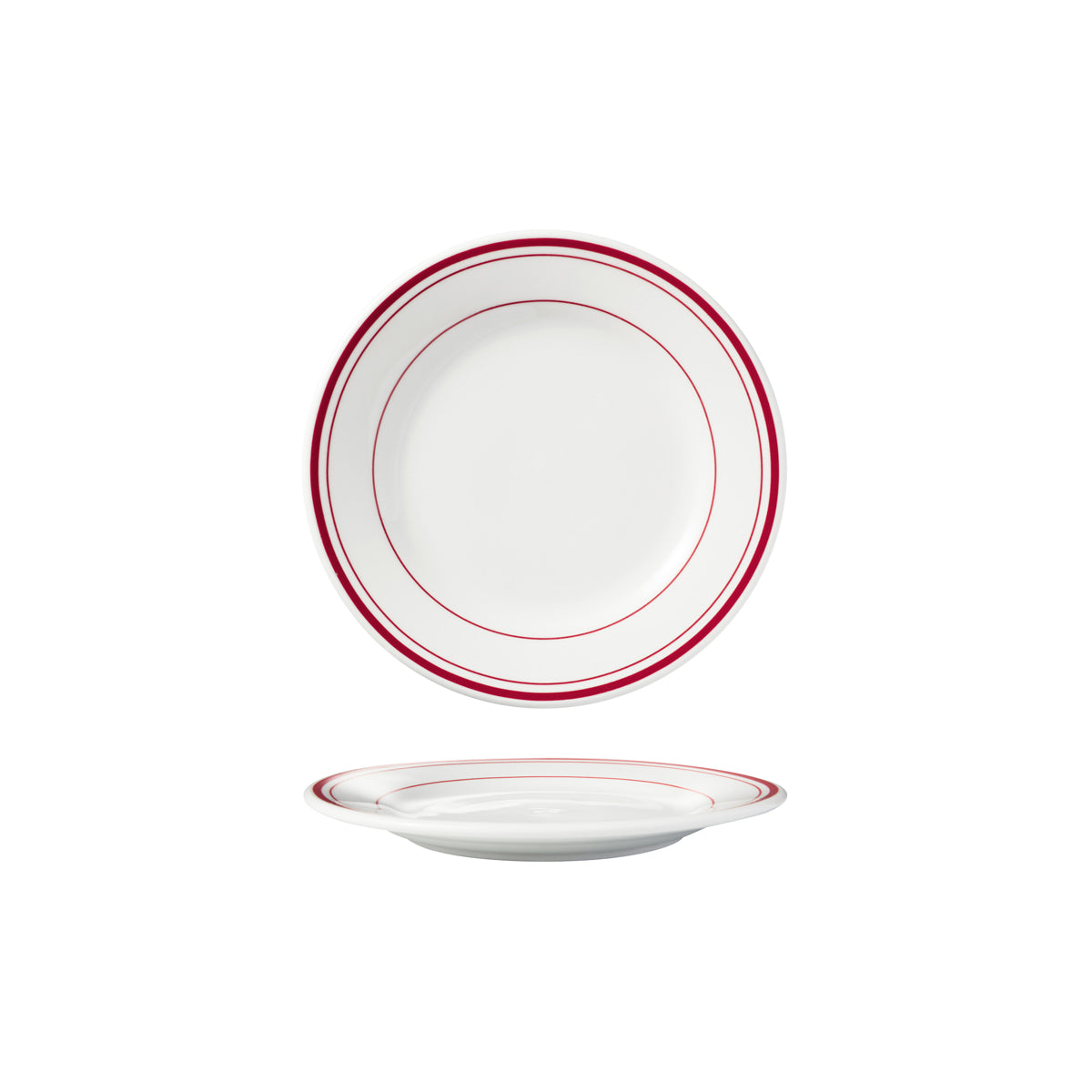 HAG.WBI0103 Maxwell & Williams Bistro Red Rim Round Wide Rim Plate 160mm Globe Importers Adelaide Hospitality Supplies