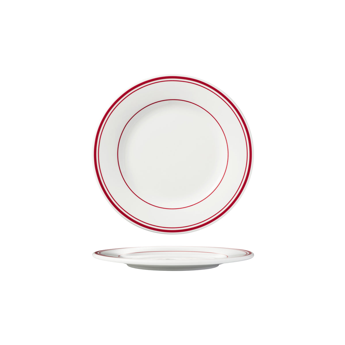 HAG.WBI0104 Maxwell & Williams Bistro Red Rim Round Wide Rim Plate 185mm Globe Importers Adelaide Hospitality Supplies