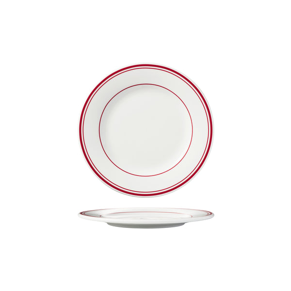 HAG.WBI0104 Maxwell & Williams Bistro Red Rim Round Wide Rim Plate 185mm Globe Importers Adelaide Hospitality Supplies