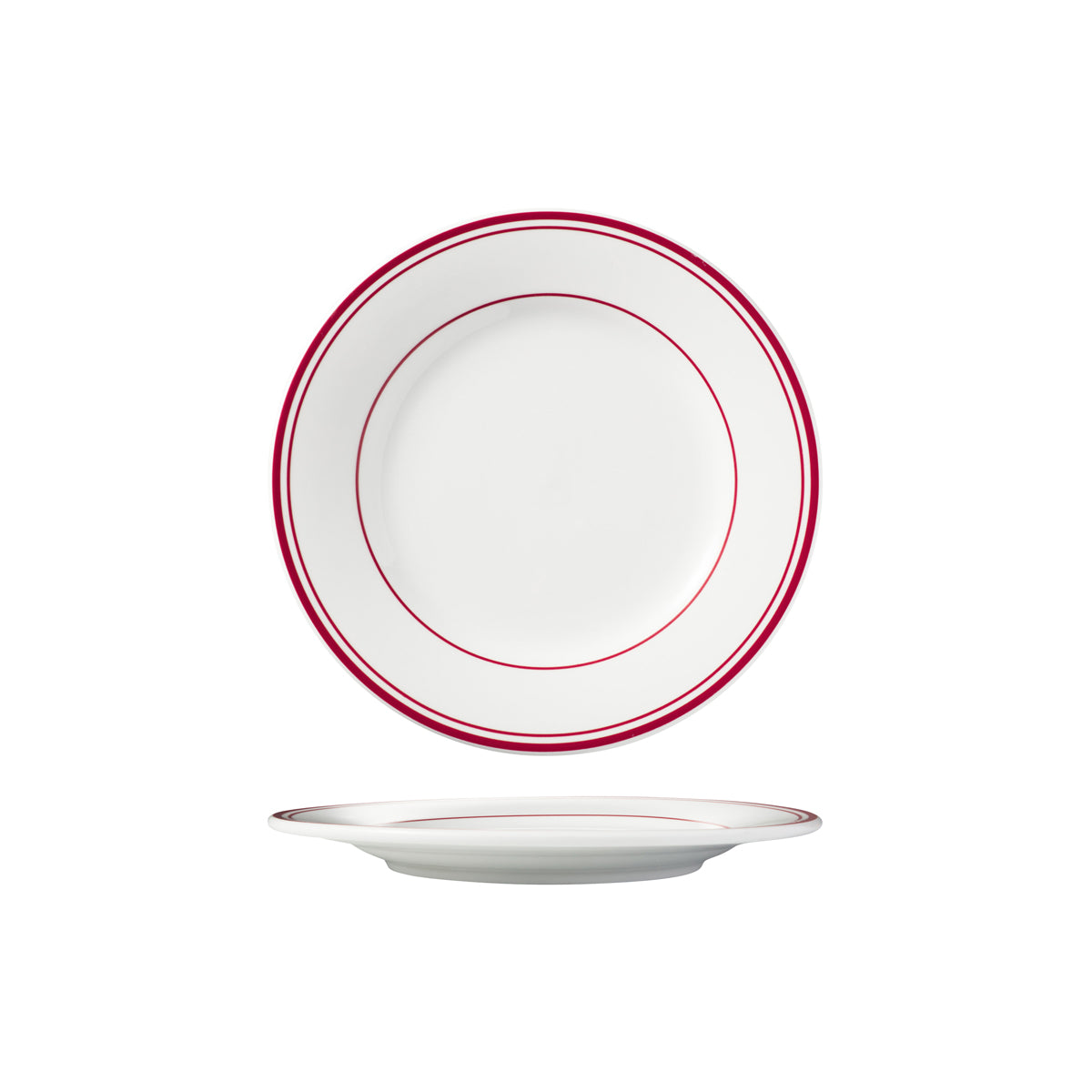 HAG.WBI0105 Maxwell & Williams Bistro Red Rim Round Wide Rim Plate 210mm Globe Importers Adelaide Hospitality Supplies