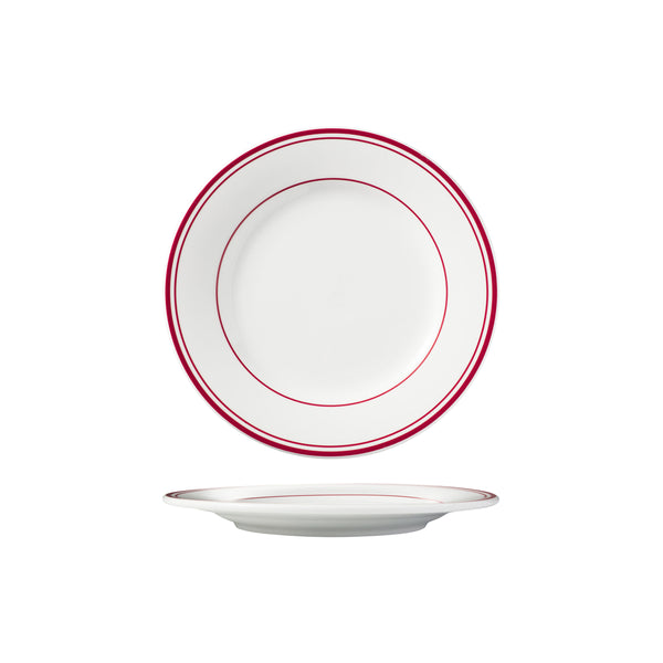 HAG.WBI0105 Maxwell & Williams Bistro Red Rim Round Wide Rim Plate 210mm Globe Importers Adelaide Hospitality Supplies