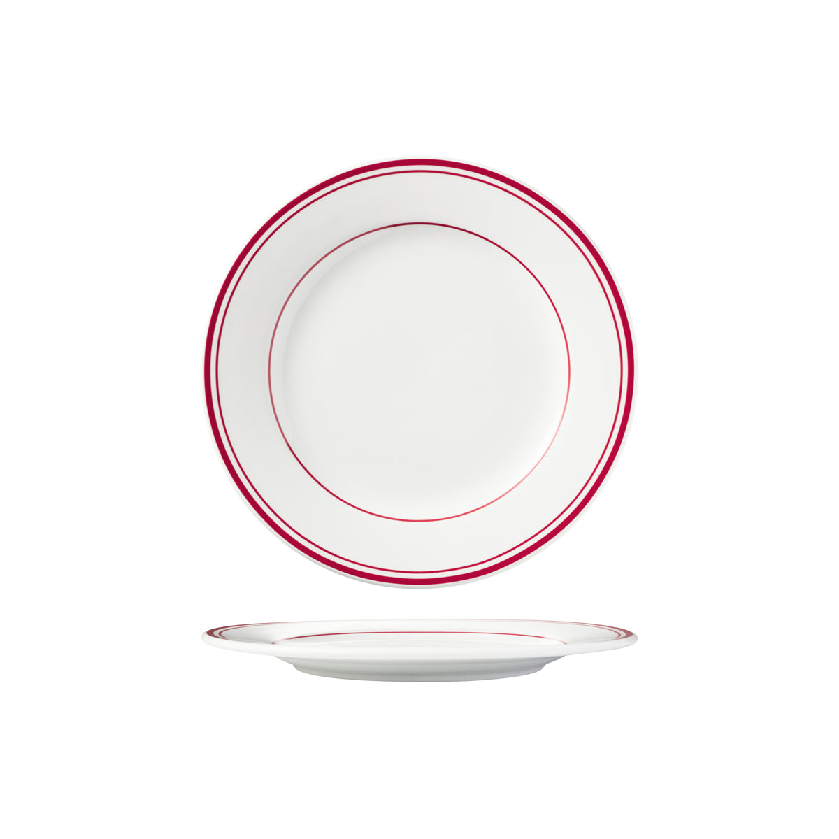 HAG.WBI0106 Maxwell & Williams Bistro Red Rim Round Wide Rim Plate 235mm Globe Importers Adelaide Hospitality Supplies