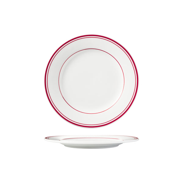 HAG.WBI0106 Maxwell & Williams Bistro Red Rim Round Wide Rim Plate 235mm Globe Importers Adelaide Hospitality Supplies