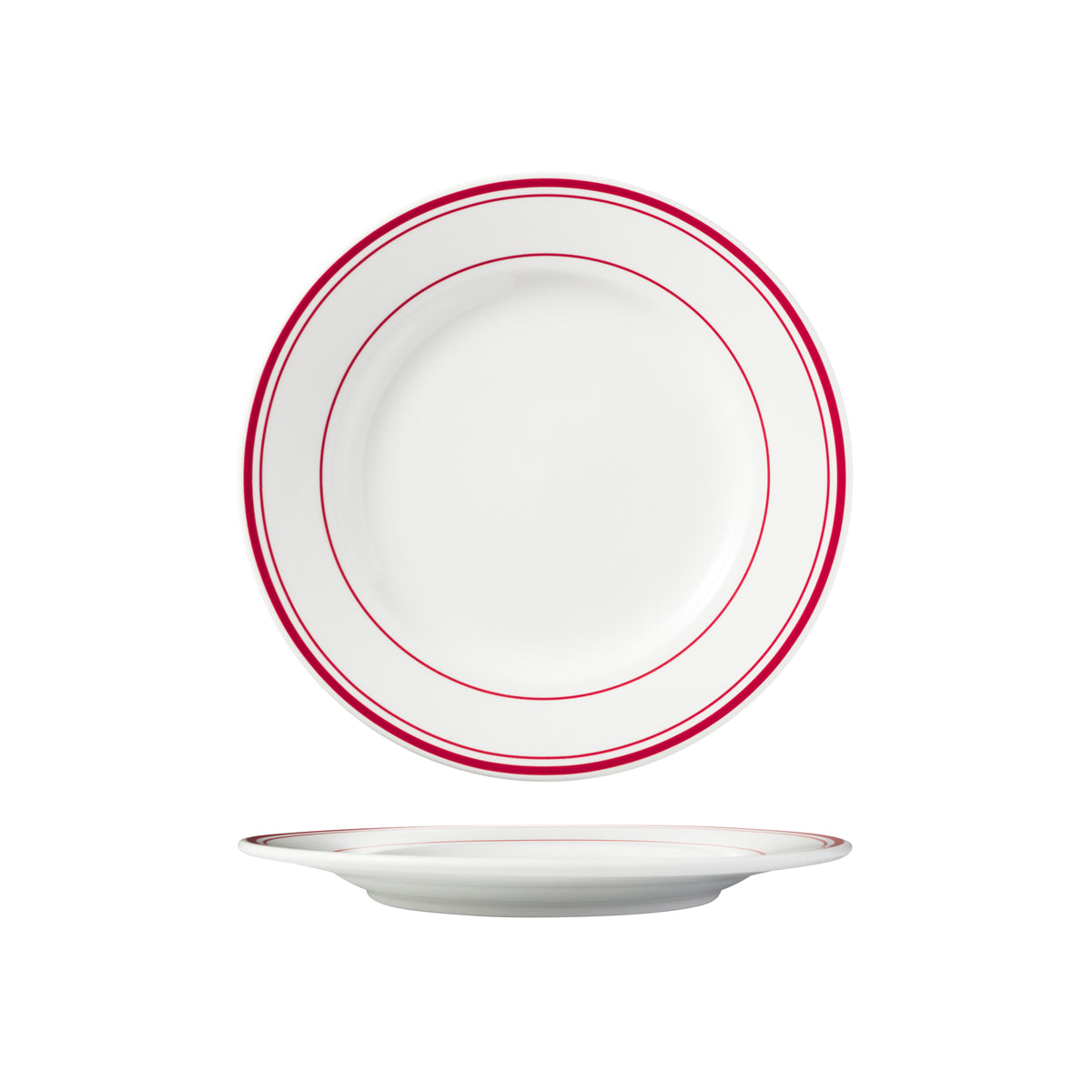 HAG.WBI0107 Maxwell & Williams Bistro Red Rim Round Wide Rim Plate 260mm Globe Importers Adelaide Hospitality Supplies