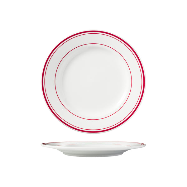 HAG.WBI0107 Maxwell & Williams Bistro Red Rim Round Wide Rim Plate 260mm Globe Importers Adelaide Hospitality Supplies