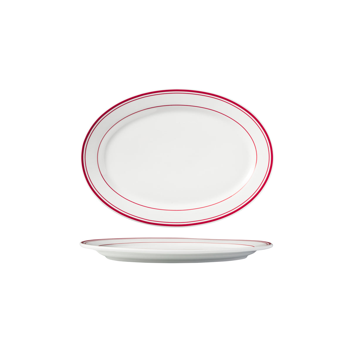 HAG.WBI0112 Maxwell & Williams Bistro Red Rim Oval Platter 235x130mm Globe Importers Adelaide Hospitality Supplies
