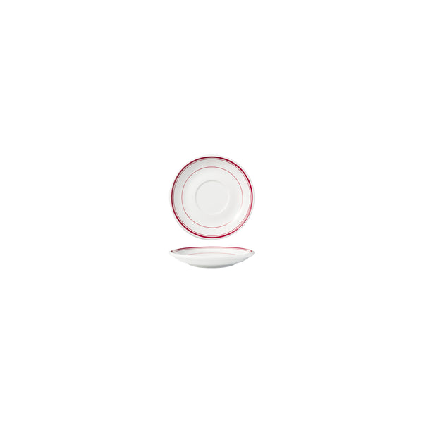 HAG.WBI0123 Maxwell & Williams Bistro Red Rim Saucer 115mm Globe Importers Adelaide Hospitality Supplies
