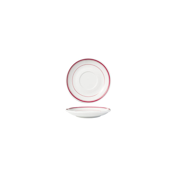 HAG.WBI0125 Maxwell & Williams Bistro Red Rim Saucer 150mm Globe Importers Adelaide Hospitality Supplies