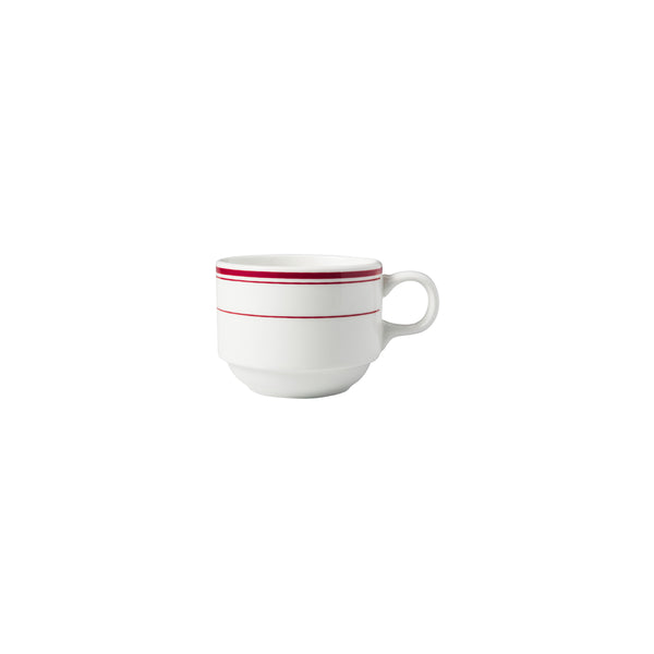 HAG.WBI0129 Maxwell & Williams Bistro Red Rim Stackable Cup 230ml Globe Importers Adelaide Hospitality Supplies
