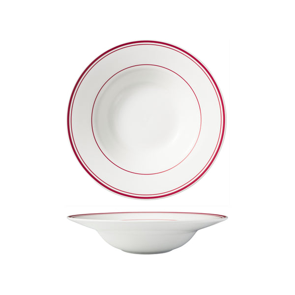 HAG.WBI0135 Maxwell & Williams Bistro Red Rim Deep Rim Soup Bowl 250x61mm Globe Importers Adelaide Hospitality Supplies
