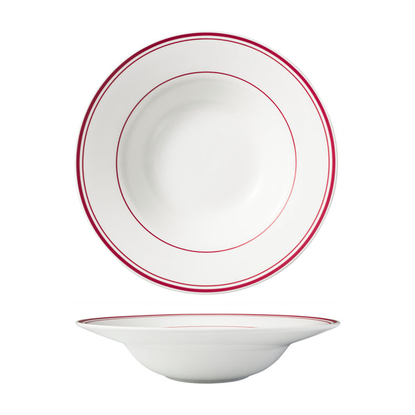 HAG.WBI0136 Maxwell & Williams Bistro Red Rim Deep Rim Soup Bowl 300x69mm Globe Importers Adelaide Hospitality Supplies